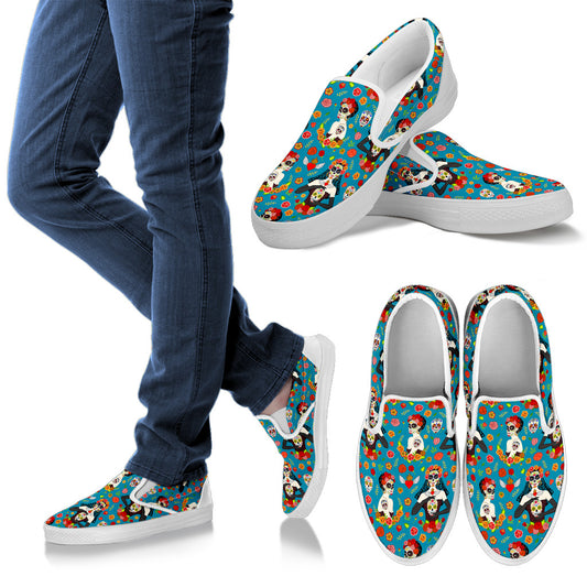 Day of the Dead Old School Girl Design Men Slip Ons Shoes