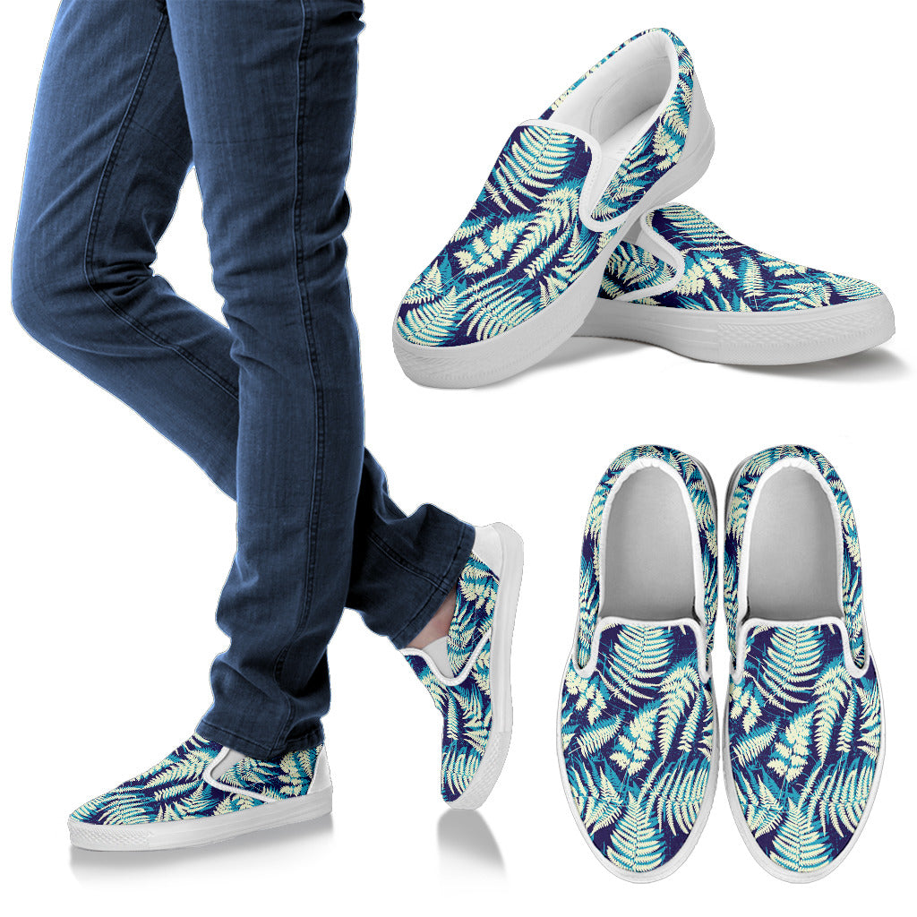 Fern Leave Summer Print Pattern Men Slip Ons Shoes