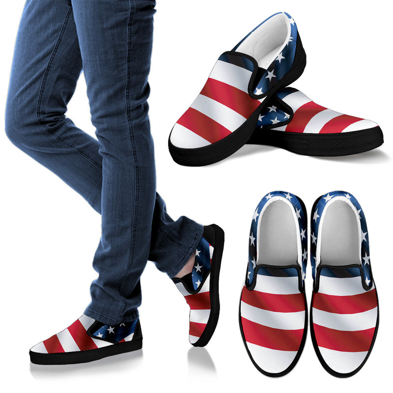 American flag Classic Men Slip Ons Shoes