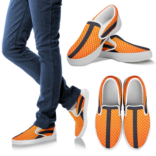 Basketball Texture Print Pattern Men Slip Ons Shoes