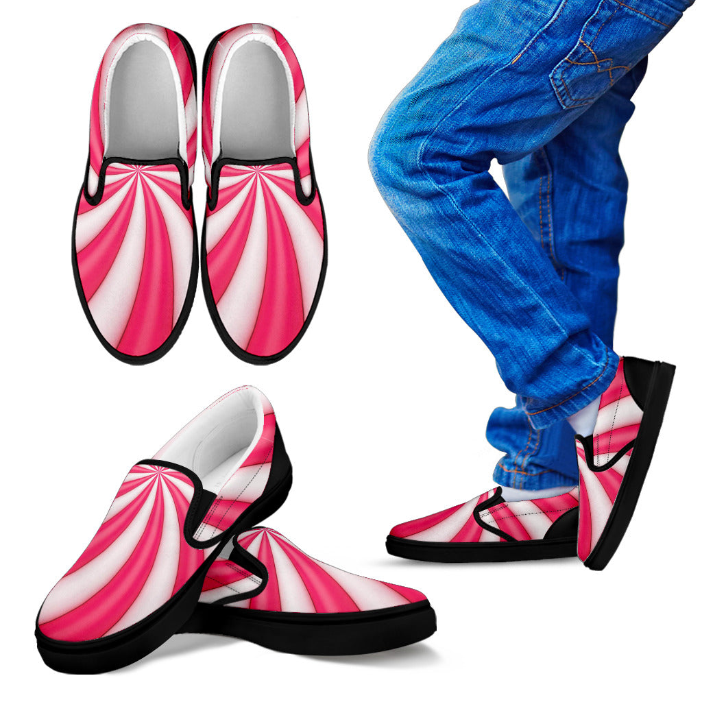 Vortex Twist Swirl Candy Print Men Slip Ons Shoes