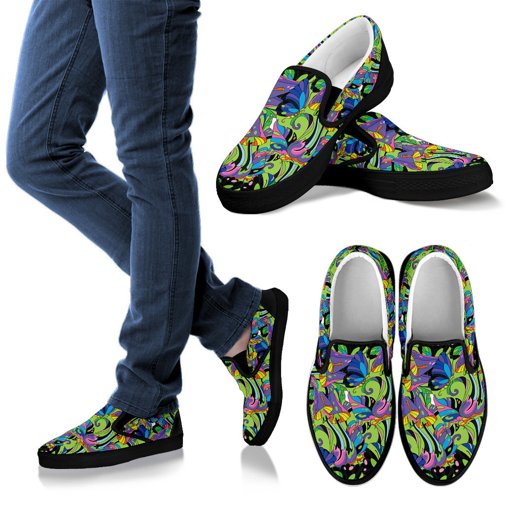 Psychedelic Trippy Mushroom Themed Men Slip Ons Shoes