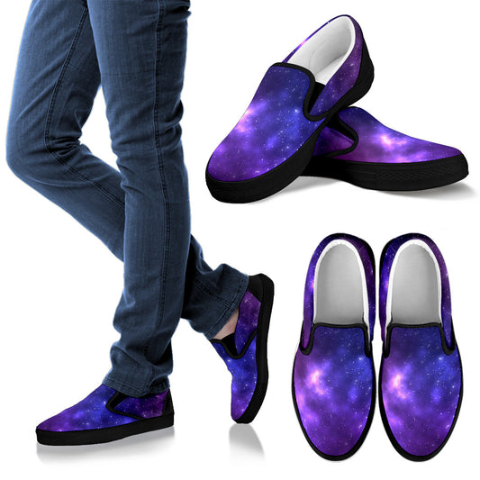Celestial Purple Blue Galaxy Men Slip Ons Shoes