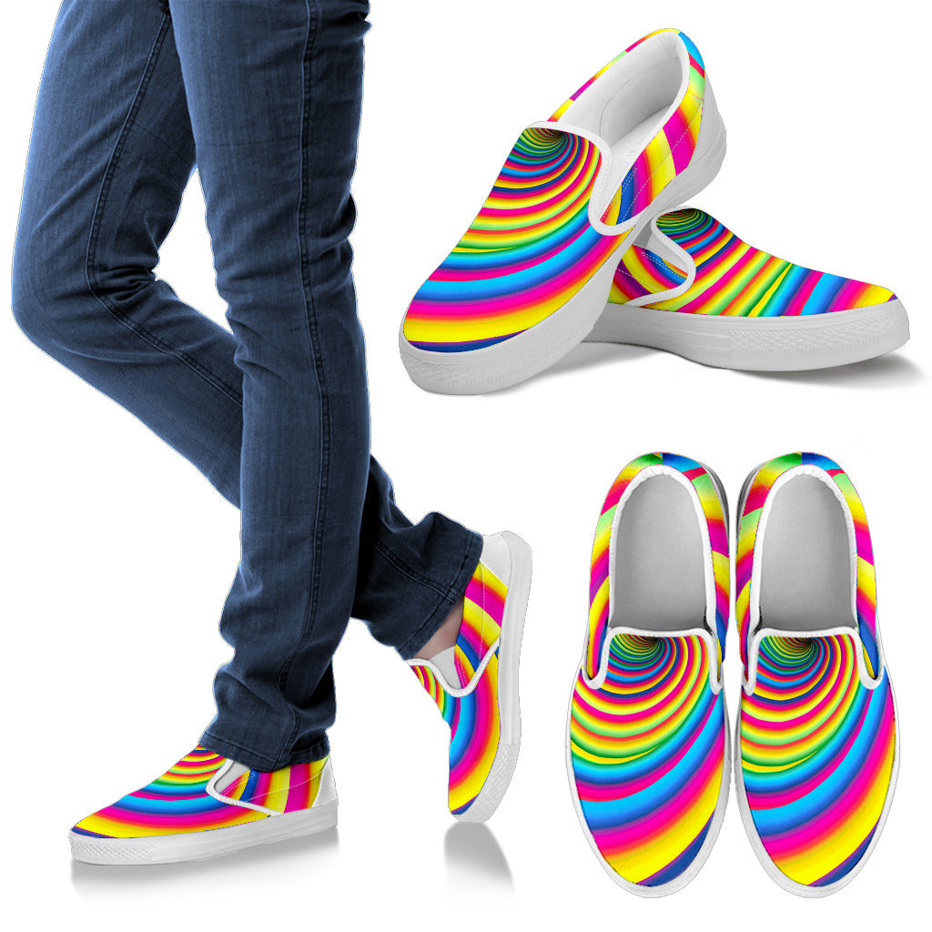 Vortex Twist Swirl Rainbow Design Men Slip Ons Shoes