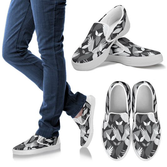 Angel Wings Pattern Design Themed Print Men Slip Ons Shoes