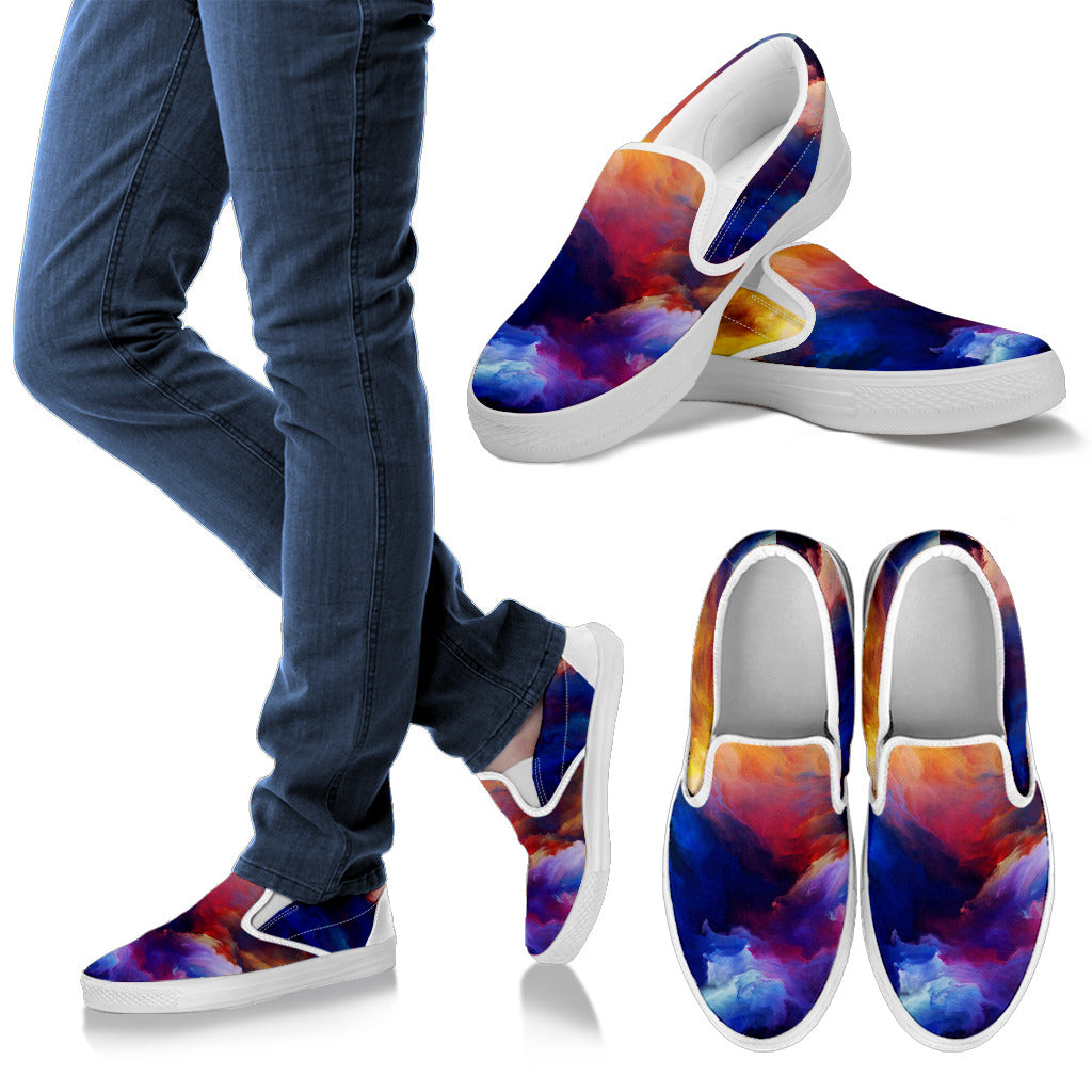 Vortex Twist Swirl Water Color Design Men Slip Ons Shoes