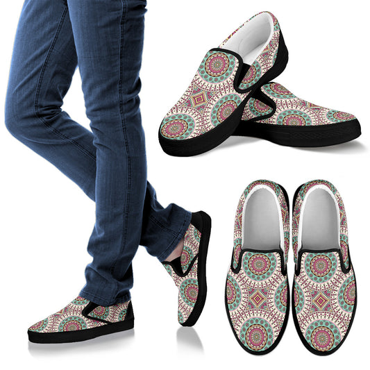 Bohemian Round Style Print Men Slip Ons Shoes