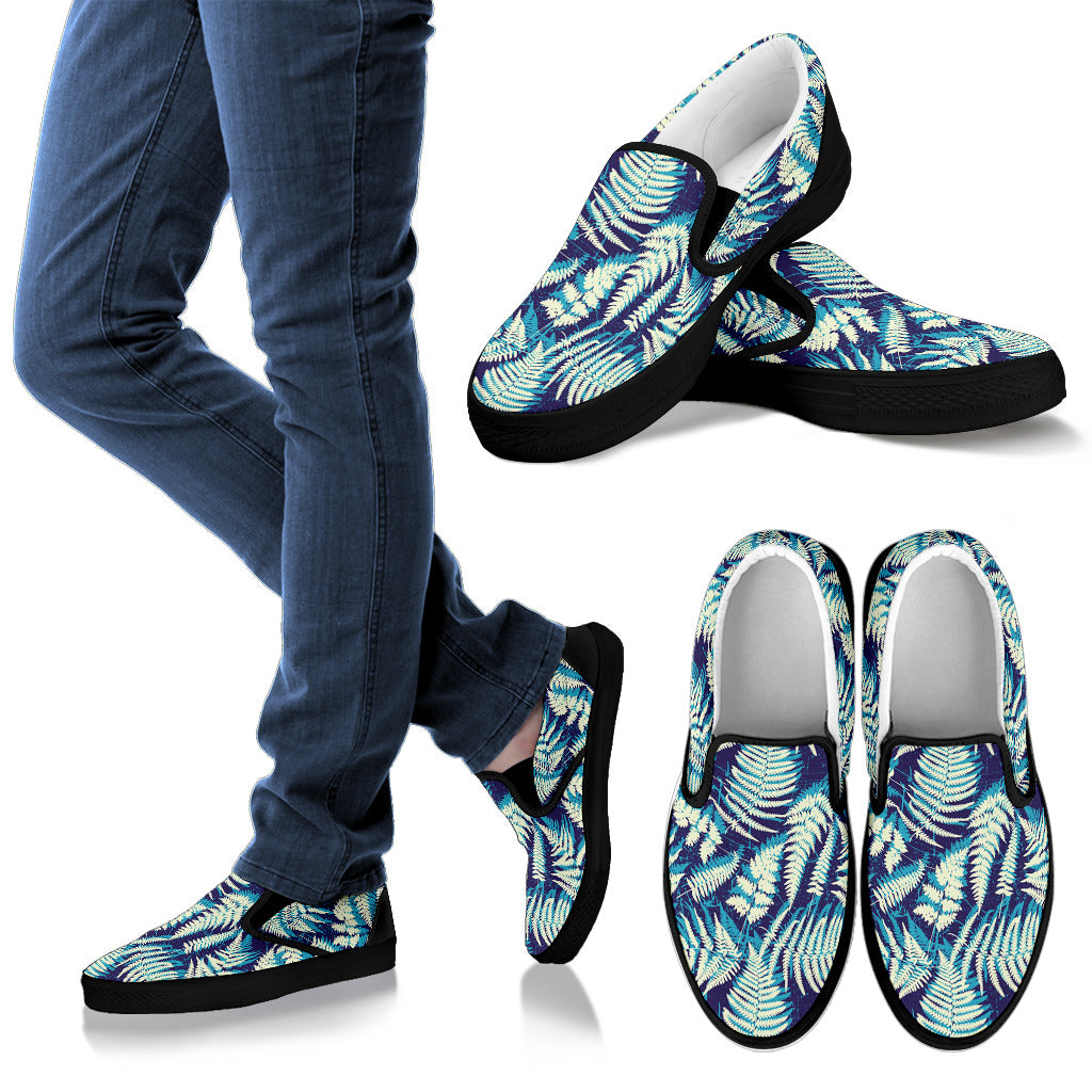 Fern Leave Summer Print Pattern Men Slip Ons Shoes