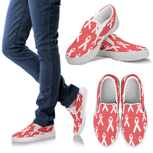 Autism Awareness Ribbon Design Print Men Slip Ons Shoes