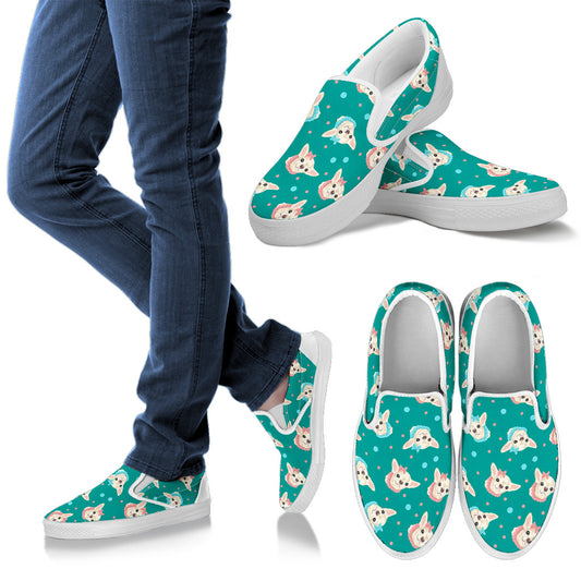 Chihuahua Polka Dot Pattern Men Slip Ons Shoes