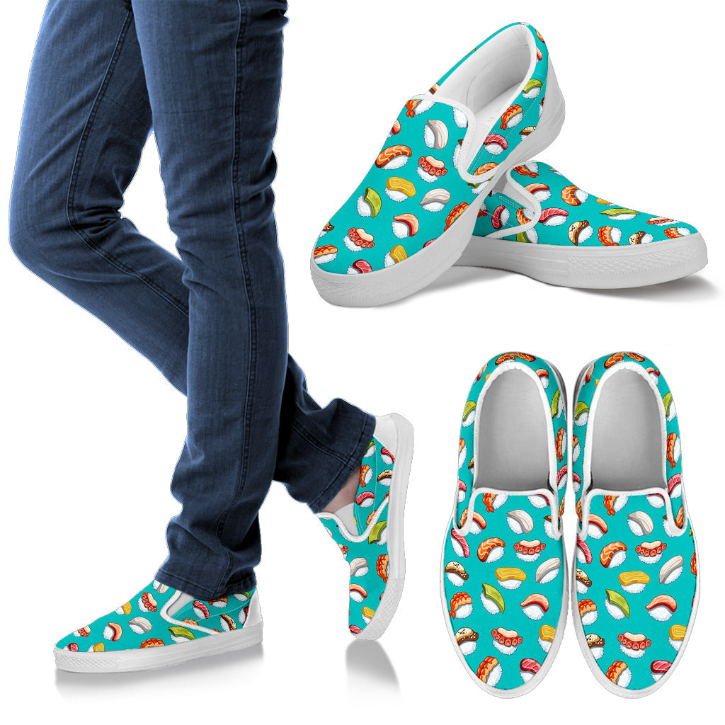 Sushi Themed Print Men Slip Ons Shoes