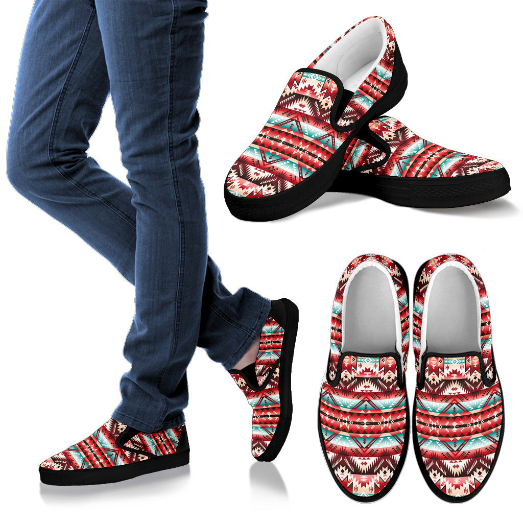 Aztec Western Style Print Pattern Men Slip Ons Shoes
