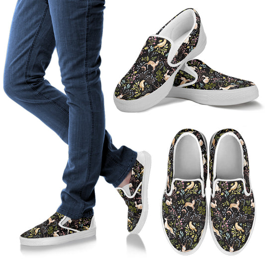 Deer Floral Jungle Men Slip Ons Shoes