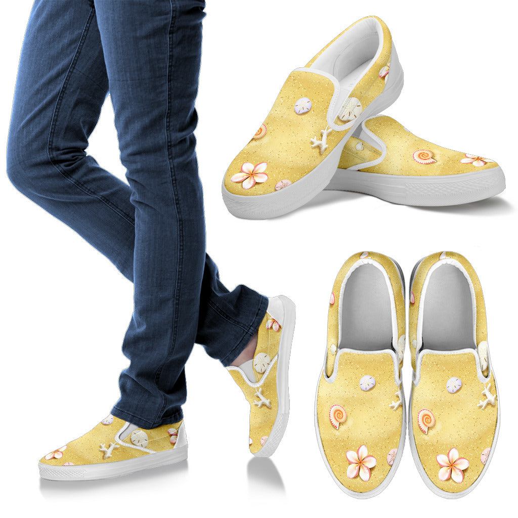 Beach Theme Print Men Slip Ons Shoes