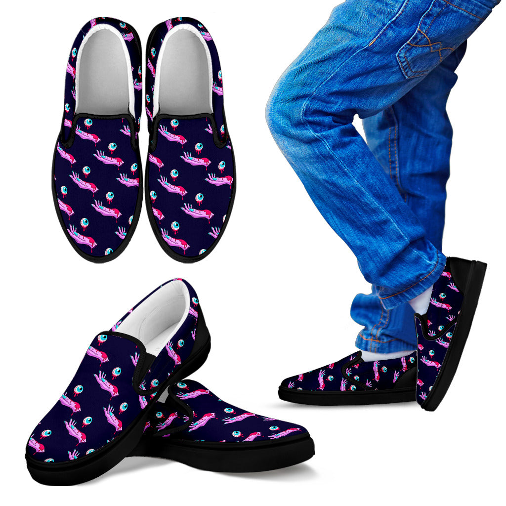 Zombie Pink Hand Design Pattern Print Men Slip Ons Shoes