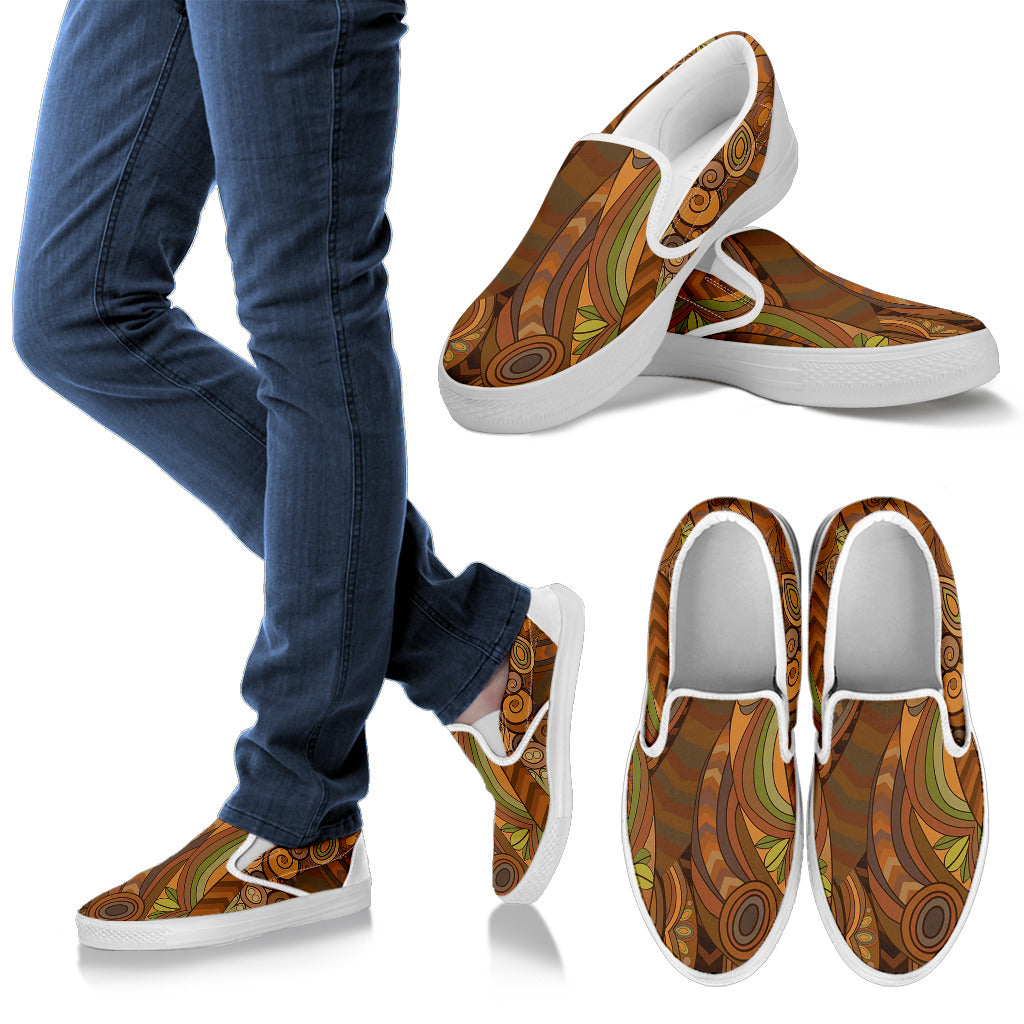 Maori Ornament Design Print Men Slip Ons Shoes