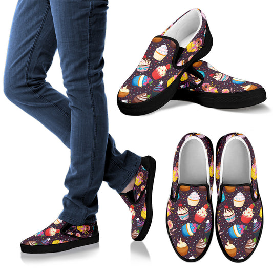 Cupcakes Party Print Pattern Men Slip Ons Shoes