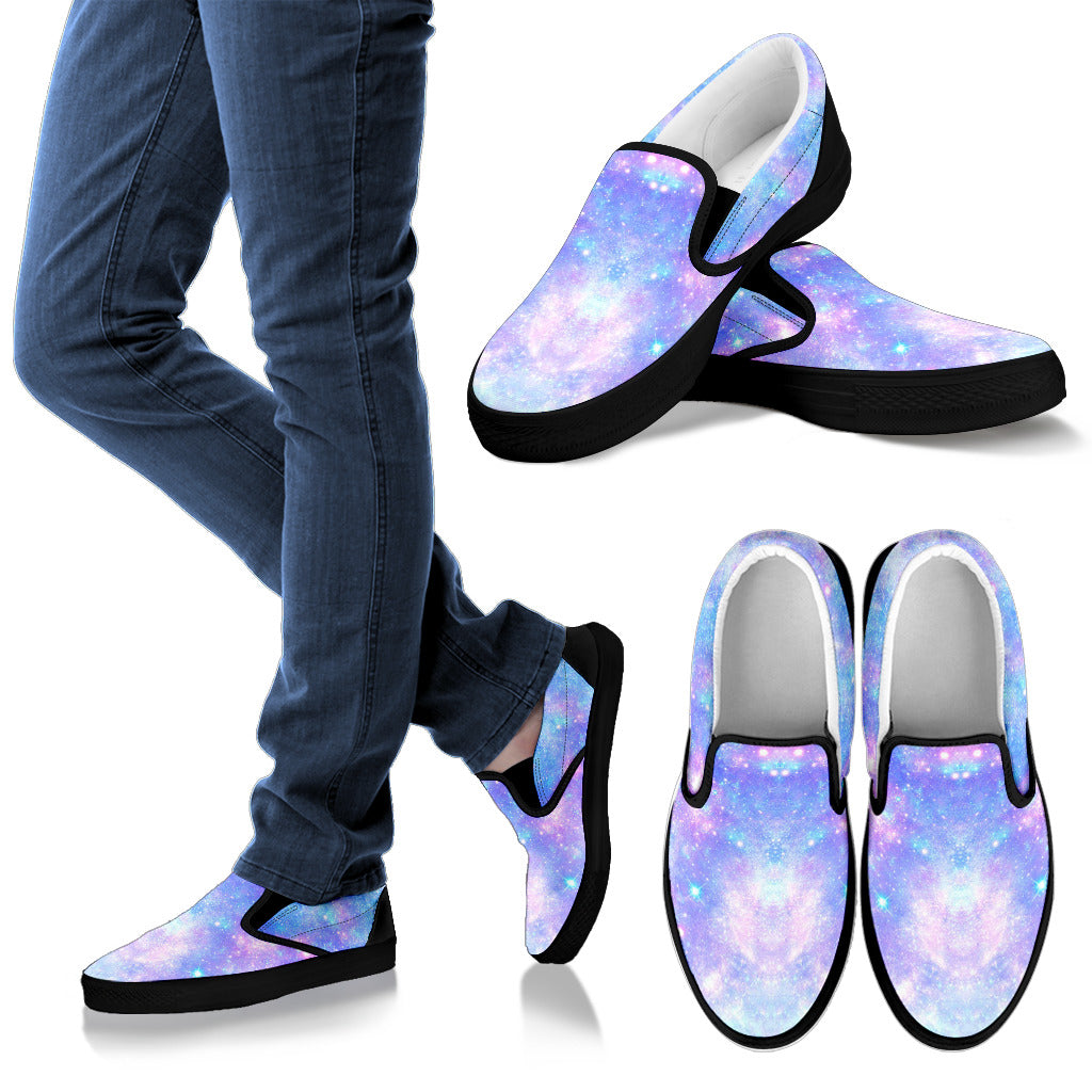 Galaxy Stardust Pastel Color Print Men Slip Ons Shoes