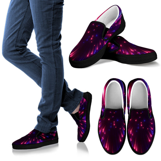 Celestial Purple Blue Neon Speed Light Men Slip Ons Shoes