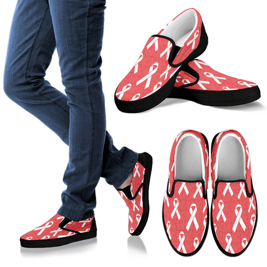 Autism Awareness Ribbon Design Print Men Slip Ons Shoes