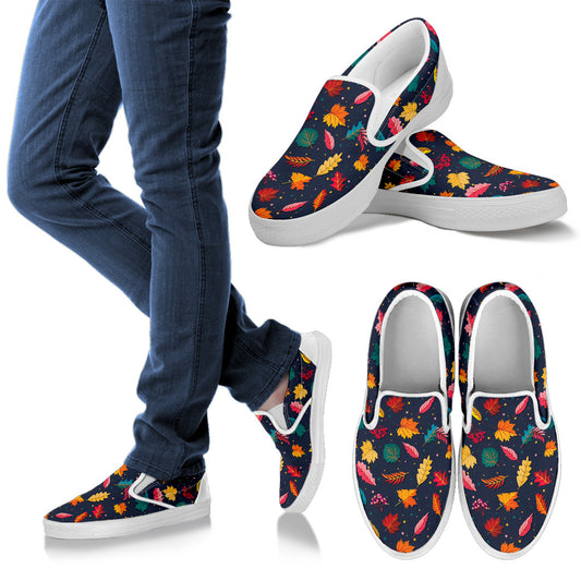 Elm Leave Colorful Print Pattern Men Slip Ons Shoes