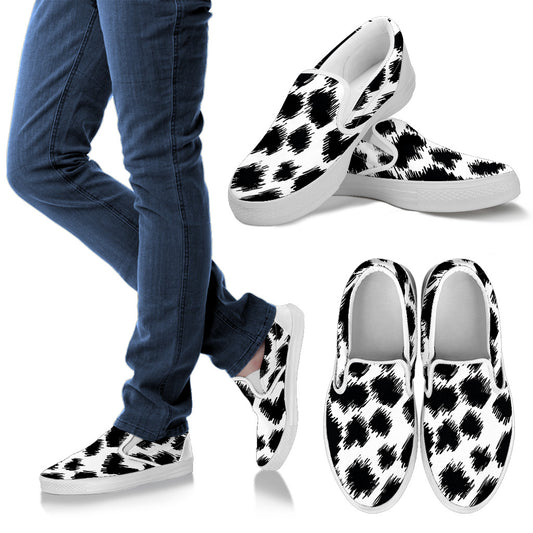 Cheetah Black Print Pattern Men Slip Ons Shoes