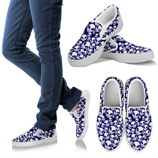 Alien Head Extraterrestrial Men Slip Ons Shoes