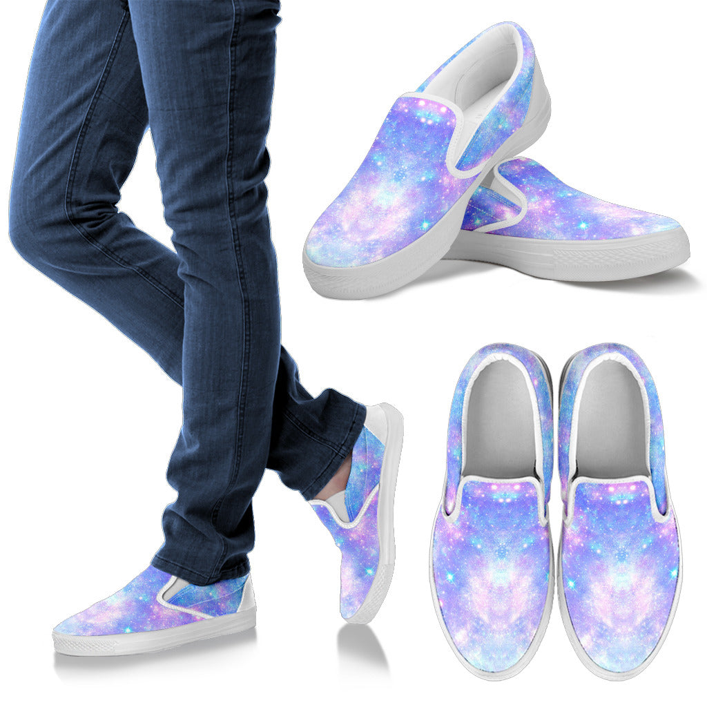 Galaxy Stardust Pastel Color Print Men Slip Ons Shoes