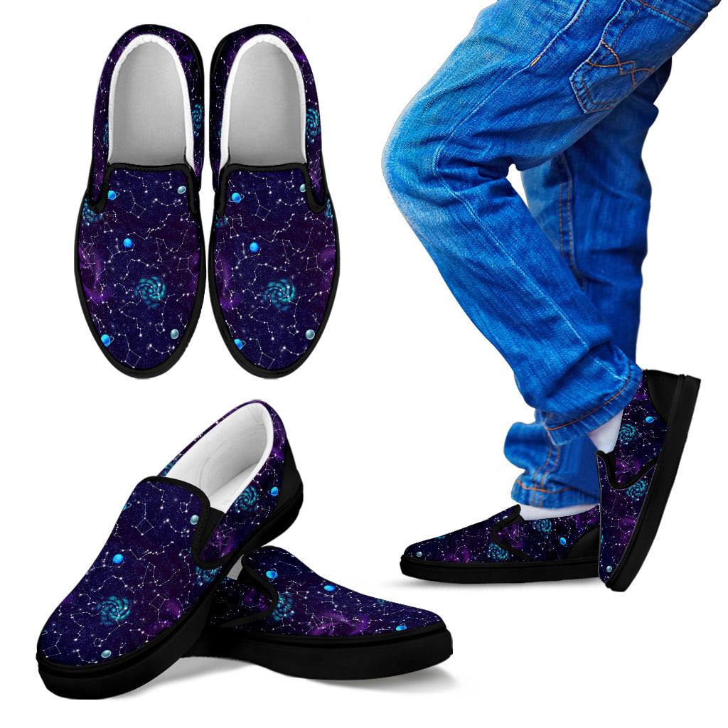 Zodiac Galaxy Design Print Men Slip Ons Shoes