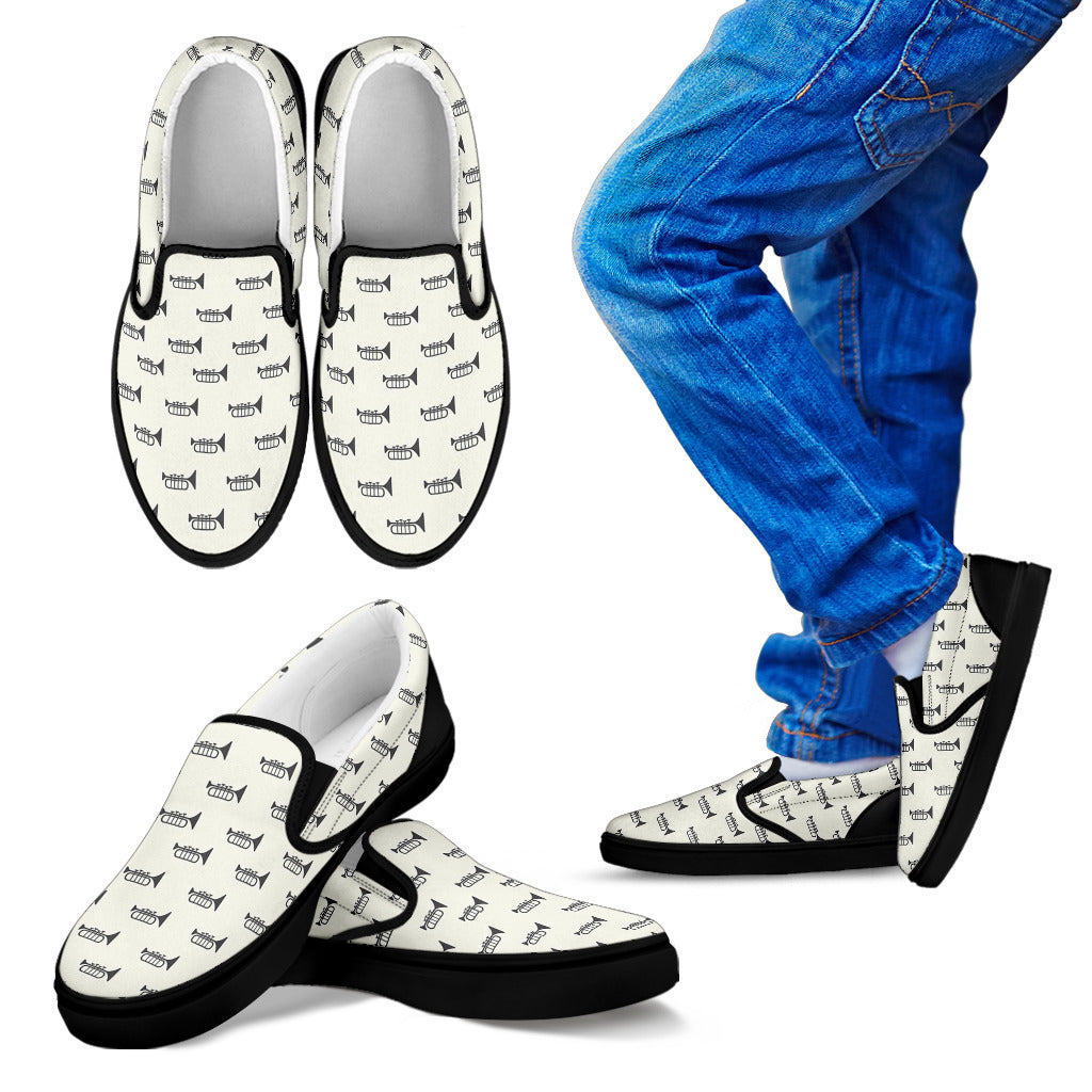Trumpet Pattern Themed Print Men Slip Ons Shoes