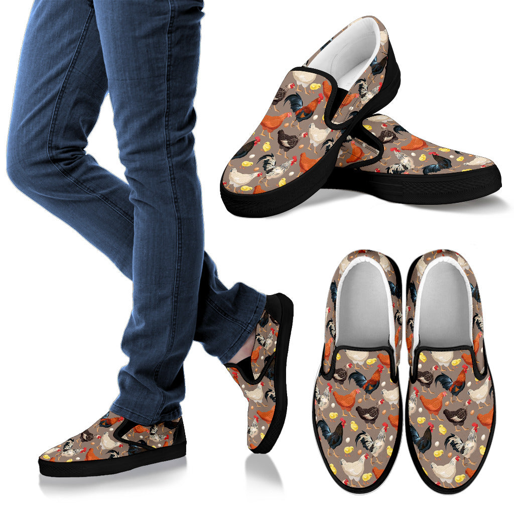 Chicken Evolution Pattern Men Slip Ons Shoes