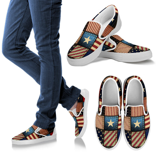 American flag Patchwork Design Men Slip Ons Shoes