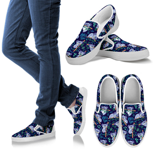 Koala Themed Design Print Men Slip Ons Shoes