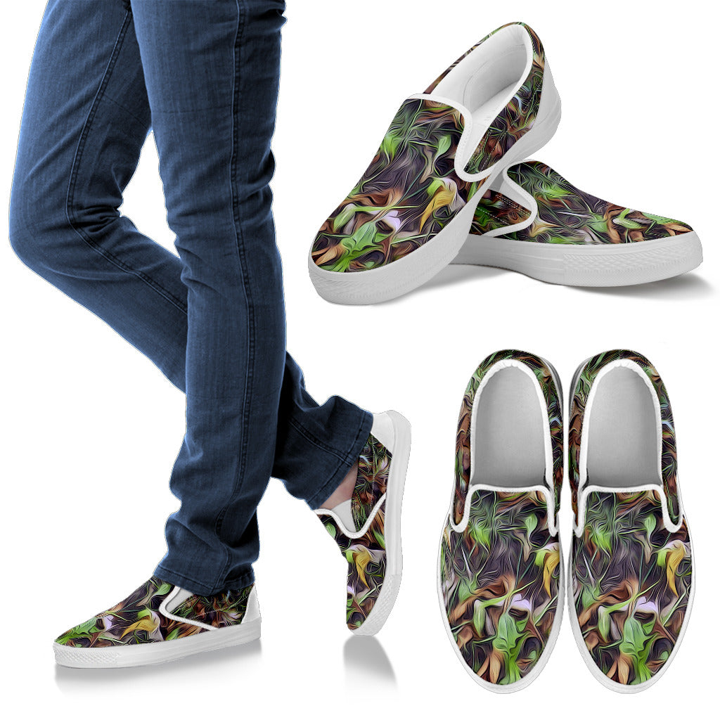 Camouflage Realistic Tree Print Men Slip Ons Shoes