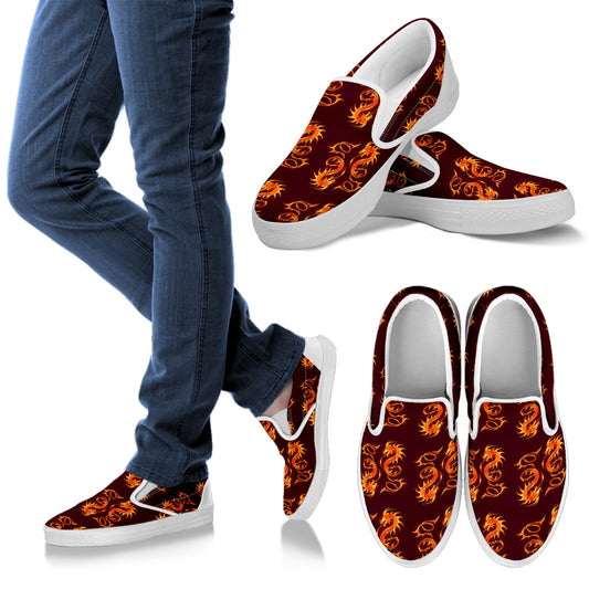 Dragons Fire Design Men Slip Ons Shoes