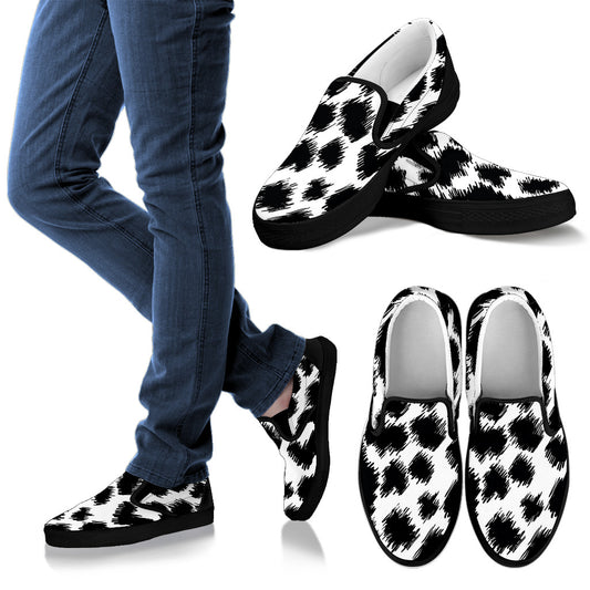 Cheetah Black Print Pattern Men Slip Ons Shoes