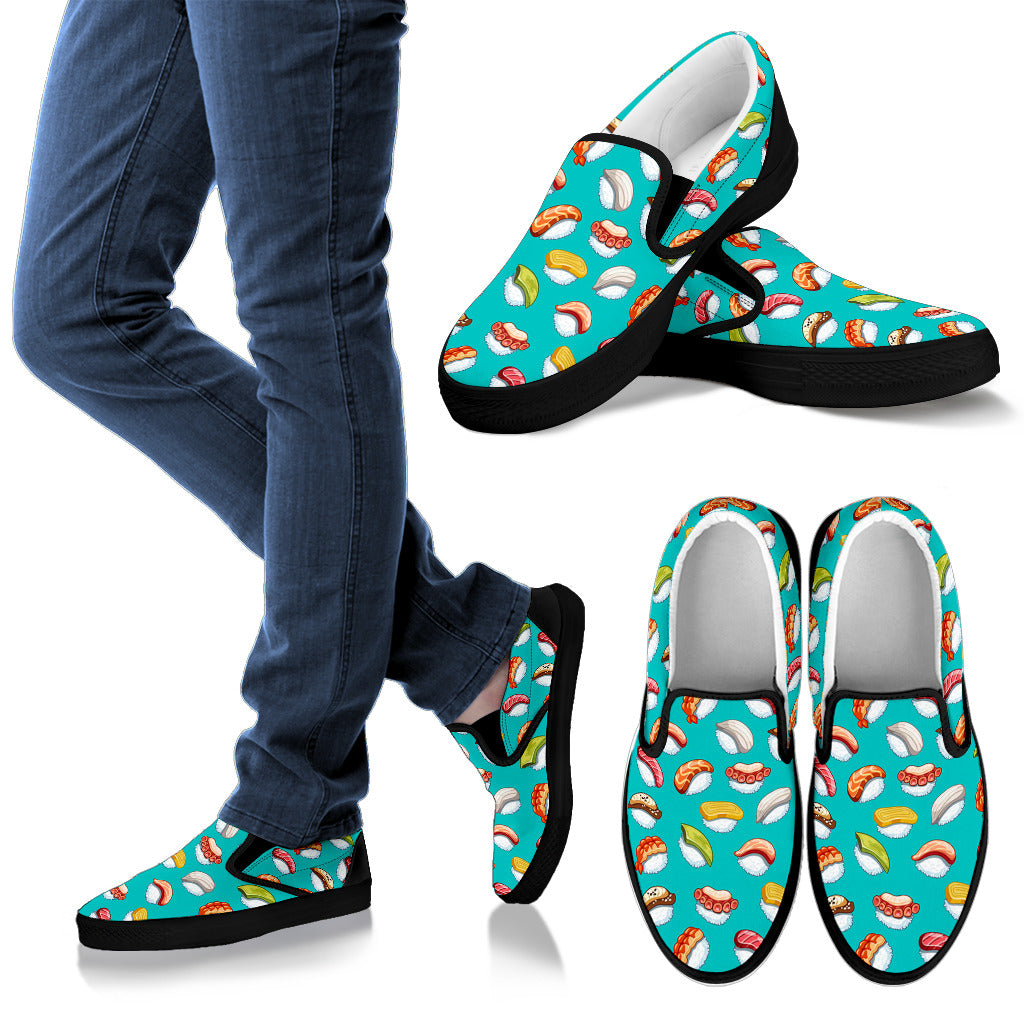 Sushi Themed Print Men Slip Ons Shoes