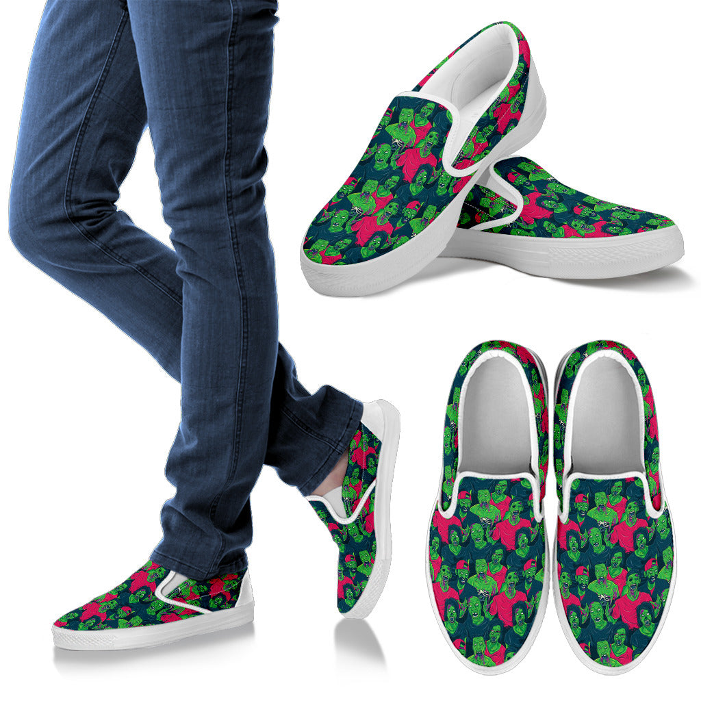 Zombie Themed Design Pattern Print Men Slip Ons Shoes