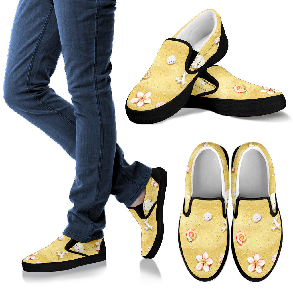 Beach Theme Print Men Slip Ons Shoes
