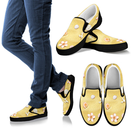 Beach Theme Print Men Slip Ons Shoes