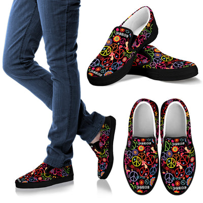 Peace Sign Colorful Design Print Men Slip Ons Shoes