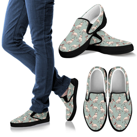 Bull Terrier Cute Print Pattern Men Slip Ons Shoes