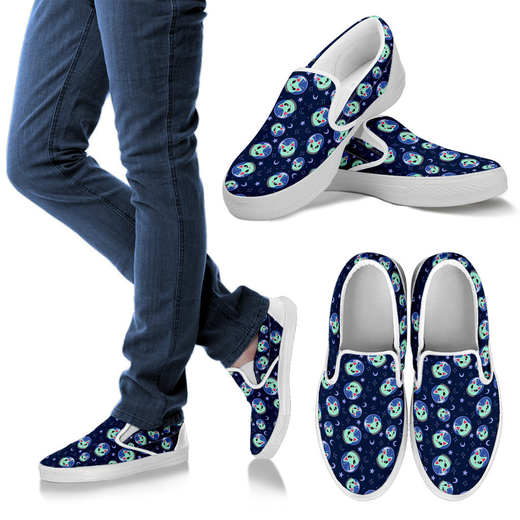 Alien Cat Men Slip Ons Shoes
