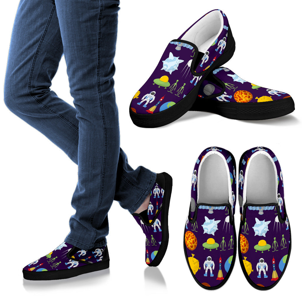 Alien Astronaut Planet Men Slip Ons Shoes