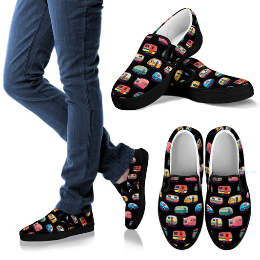 Camper Camping Pattern Men Slip Ons Shoes