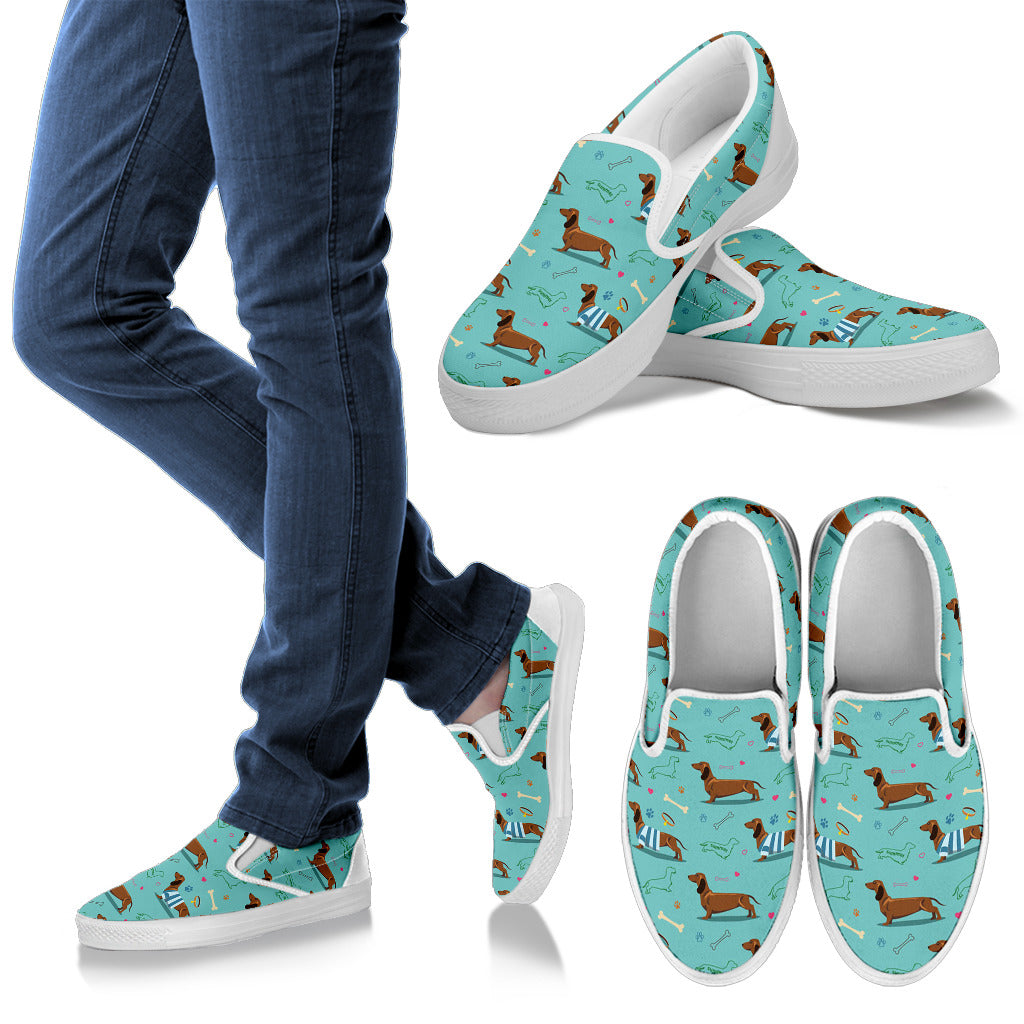 Dachshund Paw Decorative Print Pattern Men Slip Ons Shoes