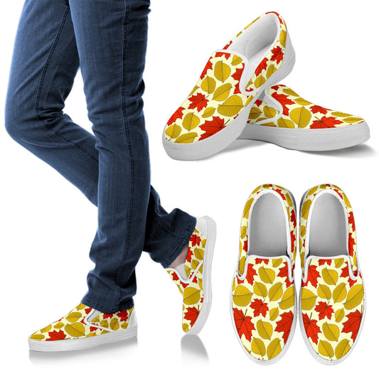 Elm Maple Leave Print Pattern Men Slip Ons Shoes