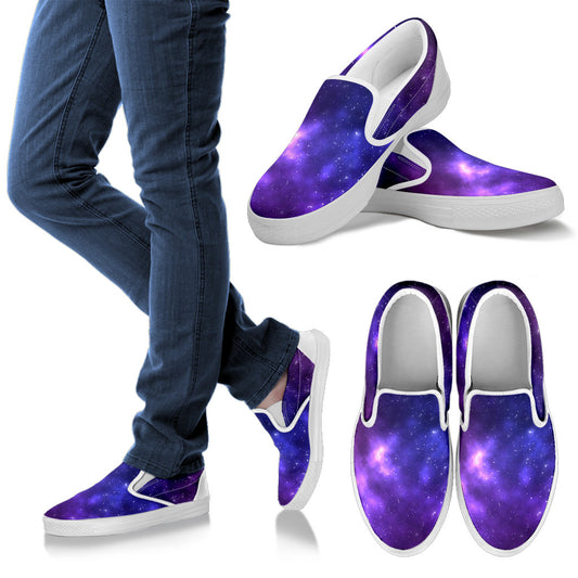 Celestial Purple Blue Galaxy Men Slip Ons Shoes
