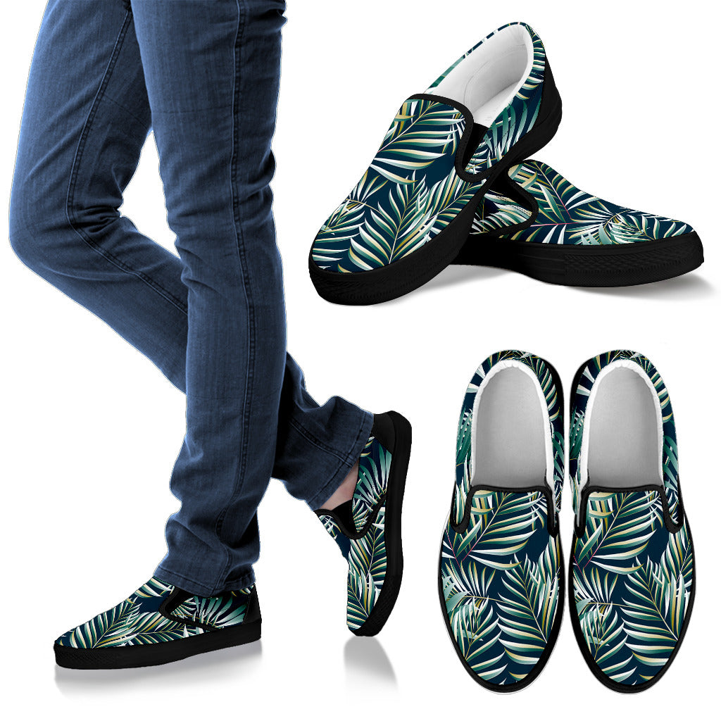 Sun Spot Tropical Palm Leaves hower Curtain Men Slip Ons Shoes
