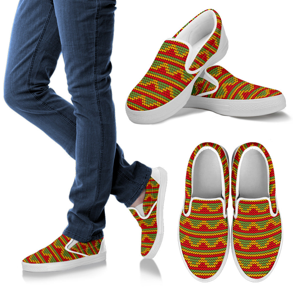 Rasta Reggae Color Print Men Slip Ons Shoes
